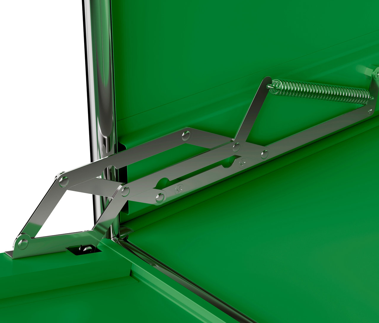 Detailansicht eines grünen Sideboards Metall "CN3" mit 1 Klappenfach.