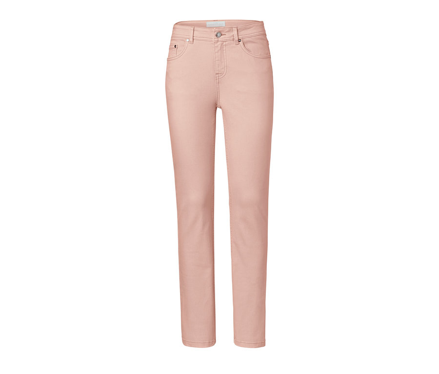 Roséfarbene Slimfit-Jeans.