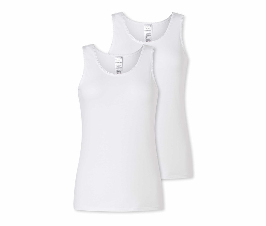 Zwei weiße SCHIESSER Trägertops.