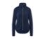 Blaue Teddy-Jacke mit Reißverschluss vorne.