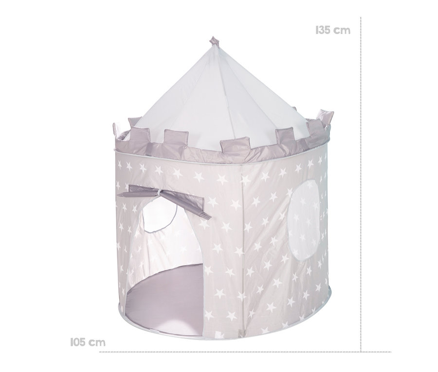 Graues roba Spielzelt »Ritterburg« mit weißen Sternen, Maße 105 x 135 cm.