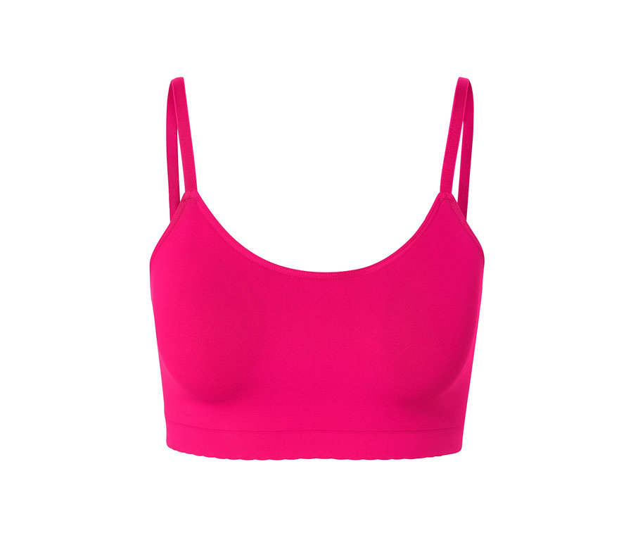 Ein fuchsiafarbenes Seamless-Bustier mit Spitze.