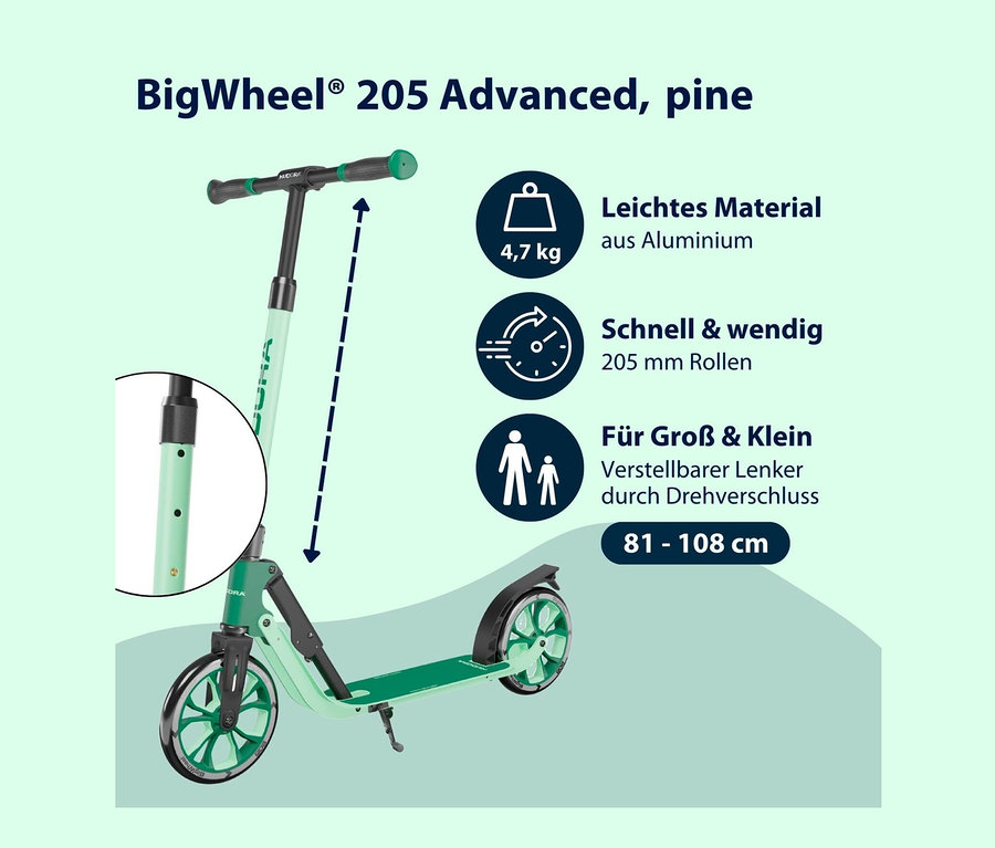 Grüner HUDORA Scooter BigWheel® 205 Advanced.