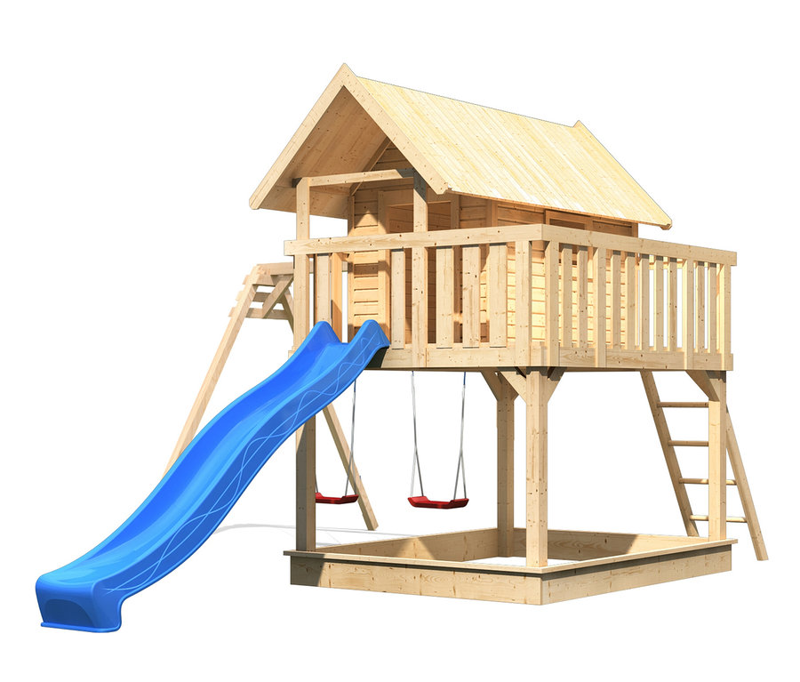 Karibu Stelzenhaus »Fidel« mit Doppelschaukel und Rutsche.