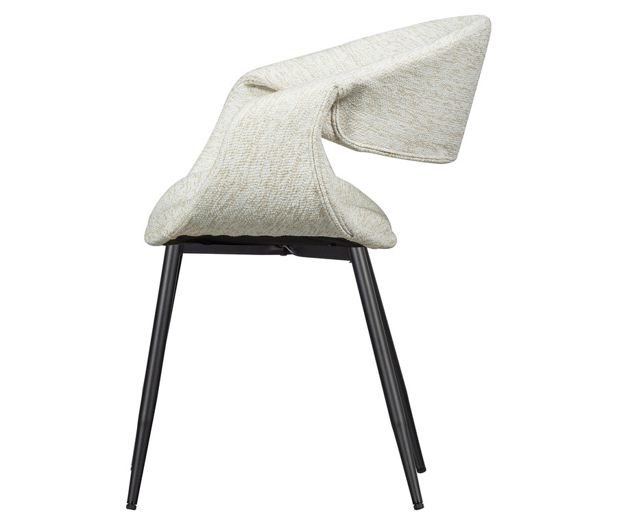 Nahaufnahme eines einzelnen WOOOD Esszimmerstuhls »Yossi« mit Metallfuß, Teil eines 2er-Sets, in schwarz-naturfarben vor einem weißen Hintergrund.