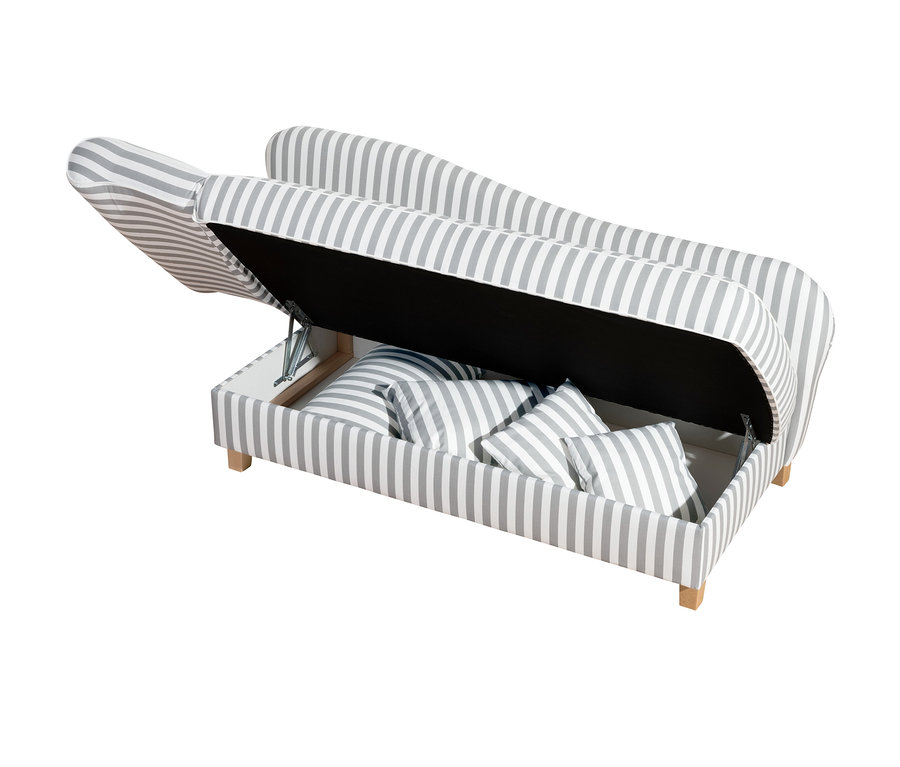 Gestreifte Max-Winzer®-Recamiere »Saturn« mit Stauraum, links, und Kissen.