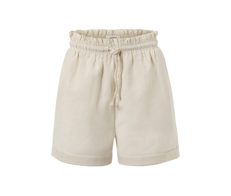 Sandfarbene Shorts aus Leinenmix.