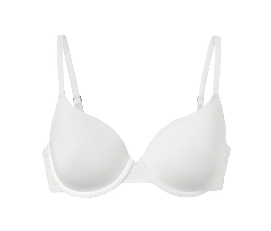 Weißer Schalen-BH mit Trägern.