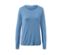 Blauer Feinstrickpullover.