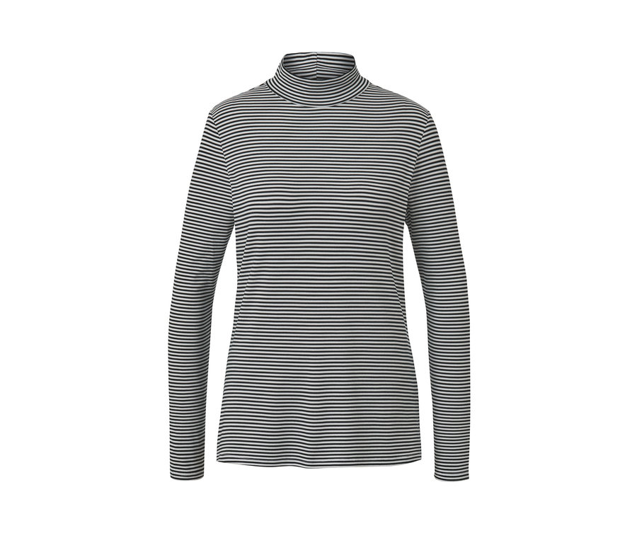 Gestreiftes Blusenshirt mit Stehkragen.