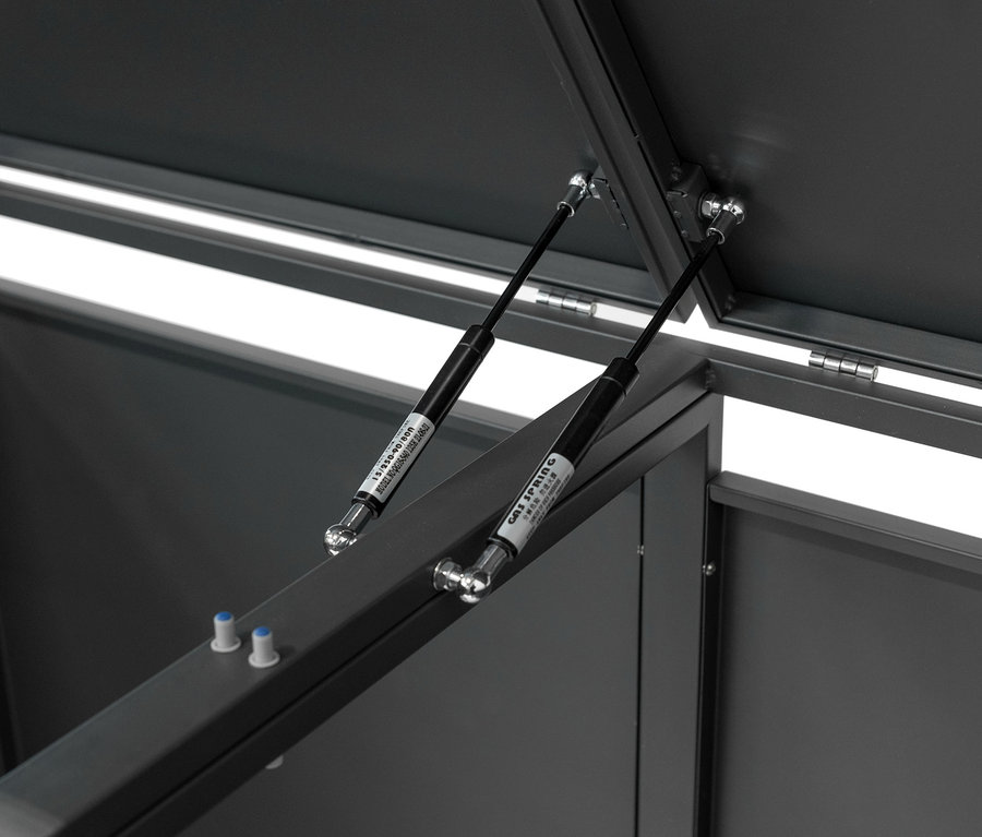 Detailansicht einer geöffneten Mülltonnenbox, 2er.