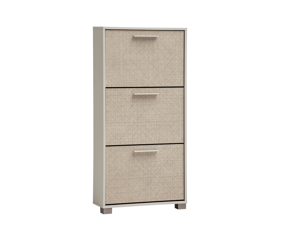 Schuhschrank »Edno« cremebeige mit Canasta-Dekor, 124 cm.