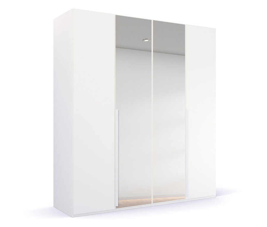 Weißer, 4-türiger Kleiderschrank »Purisma« mit Spiegel.
