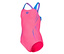 Pinker arena Performance Kinder-Badeanzug Poseidonia Swim Pro Back mit blauen Trägern und Logo.
