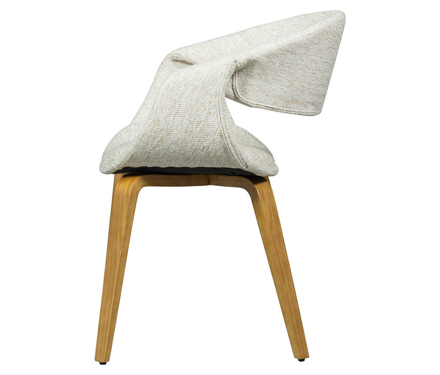 Nahaufnahme eines einzelnen naturfarbenen WOOOD Esszimmerstuhls »Yossi« mit Holzfuß aus einem 2er-Set.