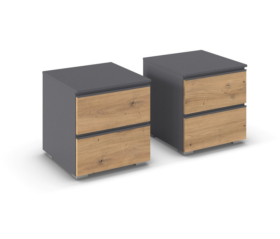 Zwei graue Nachttische »Joel« von rauch mit Schubladen in Eiche Artisan