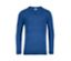 Ein royalblauer Leinenpullover mit V-Ausschnitt.