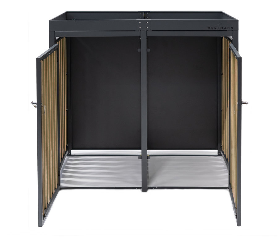 Geöffnete Mülltonnenbox mit Blumenkasten, 2er.