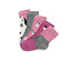 2x dunkelrosa mit Hundedessin, 1x beere mit Hundedessin, 1x grau meliert, 1x grau meliert-dunkelrosa-beerefarbenes Colorblocking-Design