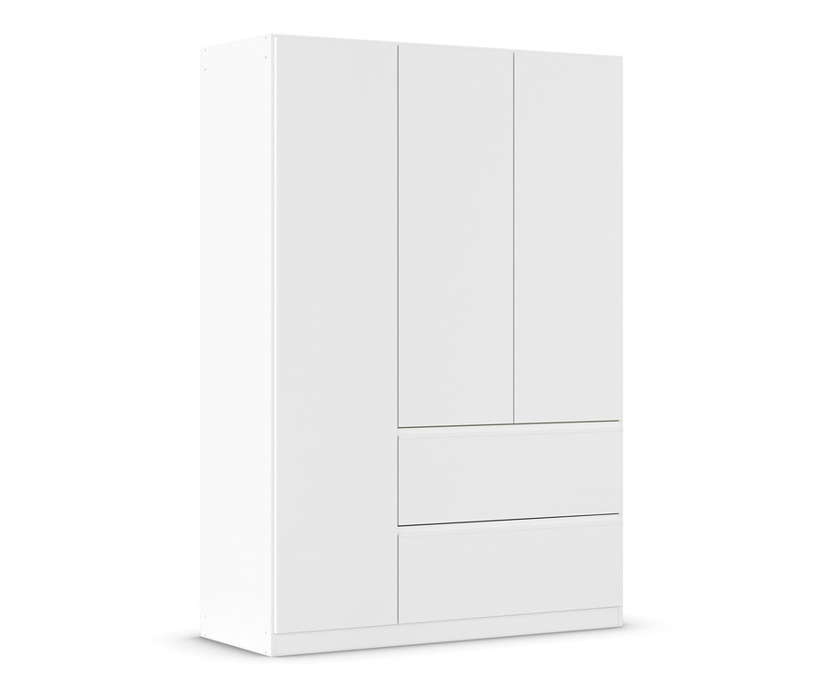 Weißer rauch Drehtürenschrank 3-türig »Joel« mit zwei Schubladen.