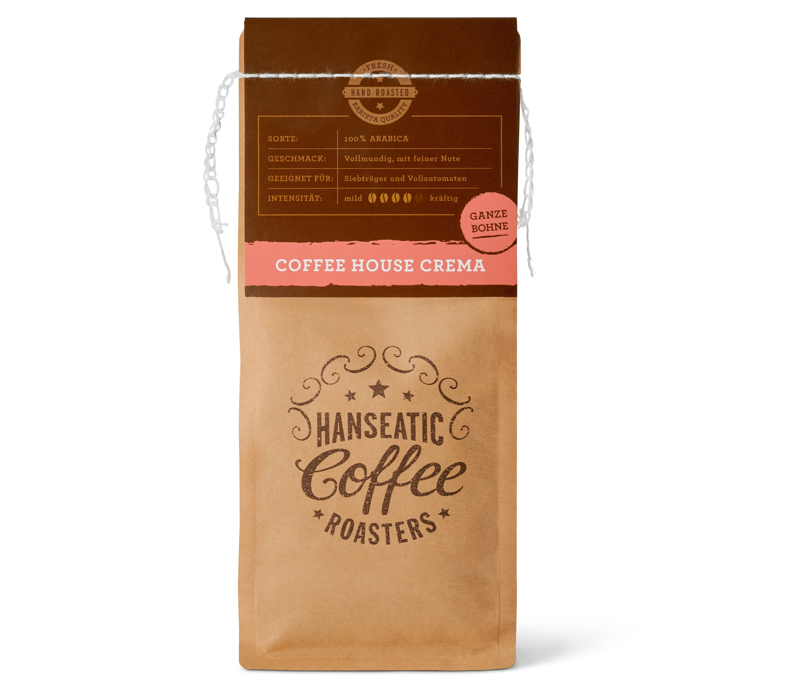 Eine Packung Hanseatic - Coffee House Caffè Crema - 250 g Ganze Bohne.