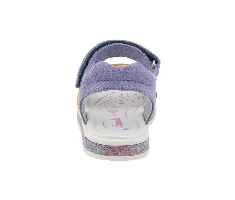 Rückansicht einer bunten Lurchi Sandale.