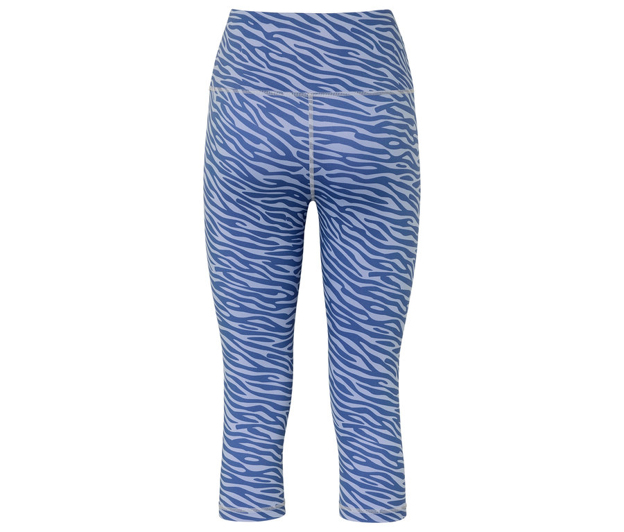 Blaue gemusterte Leggings.