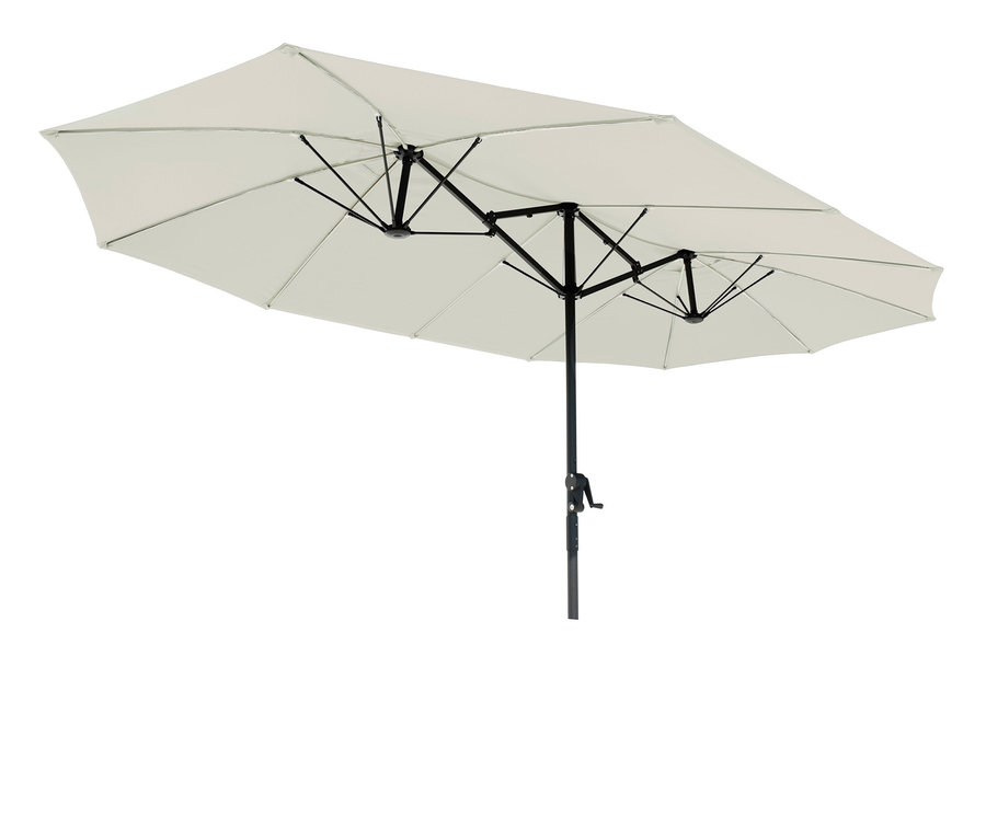 LECO Doppel-Sonnenschirm mit LED-Beleuchtung, oval, ca. 270 x 460 cm, beige.