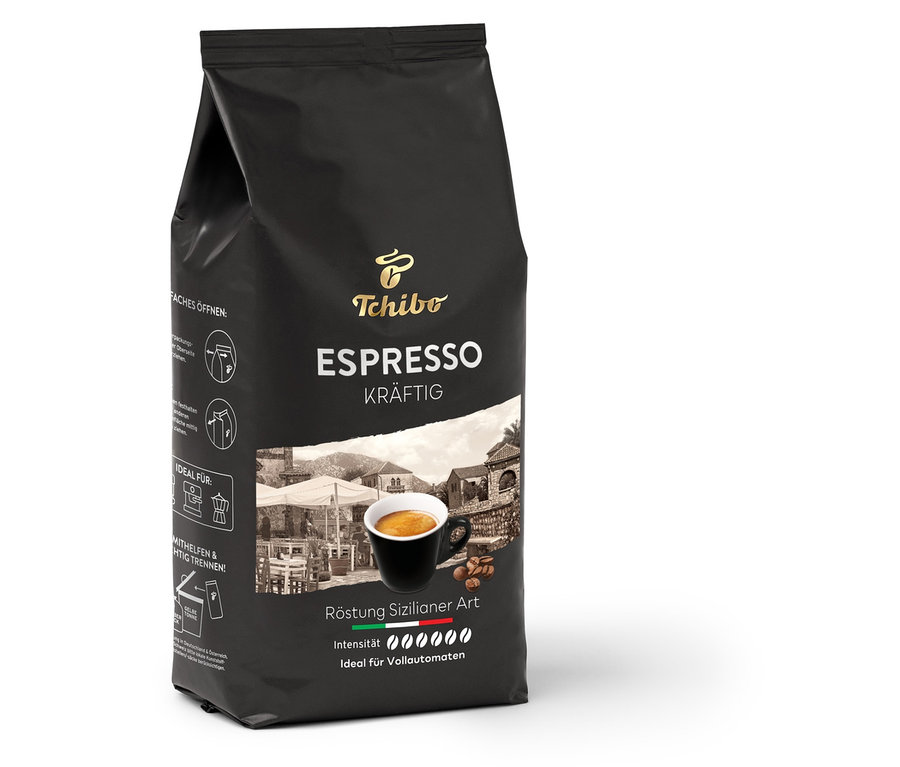 Eine Packung Espresso Kräftig - 1 kg Ganze Bohne.