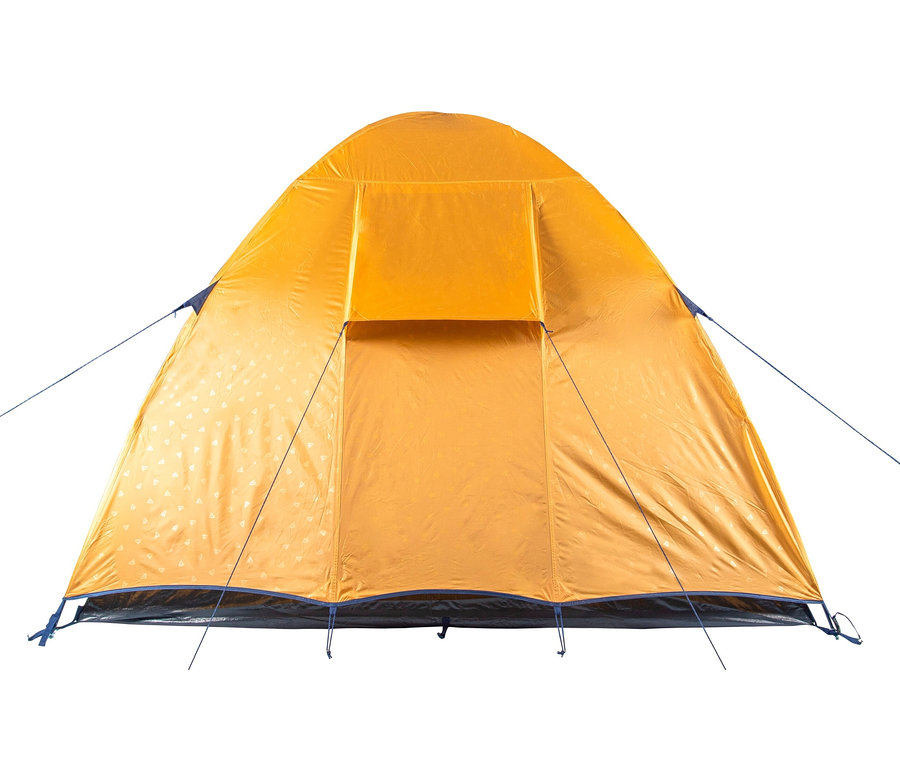 Gelbes Tambu 4-Personen-Kuppelzelt »SETU 4«.
