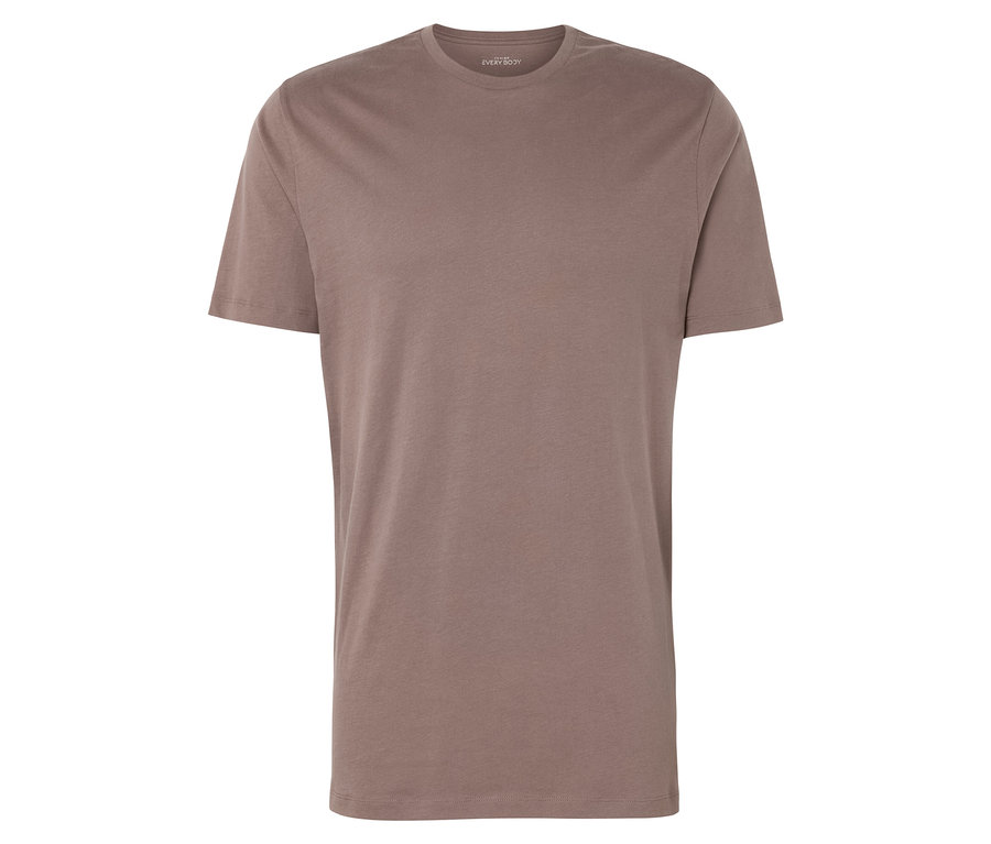 Braunes T-Shirt mit kurzen Ärmeln.