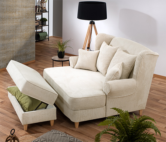 Hockerbank in beige bei Aufklappbare Tchibo 673366 mit online Stauraum Cordstoff, bestellen