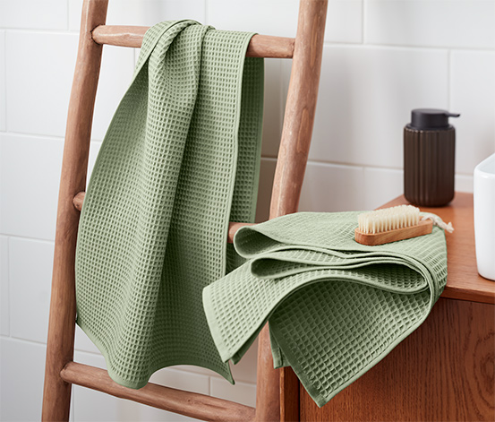 2 Premium-Handtücher mit Waffelpiqué, grün
