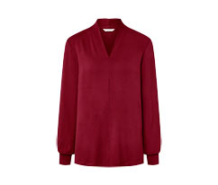 Langarmshirt mit V-Ausschnitt, bordeauxrot