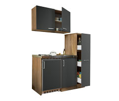 Respekta Miniküche mit Apothekerschrank, ca. 130 cm, grau