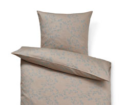 Satin-Bettwäsche, Normalgröße, beige/blau