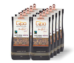 Qbo Premium Coffee Beans »Kooperative Coopfam« Caffè Crema Kräftig - 10x 250 g Ganze Bohne