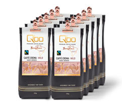 Qbo Premium Coffee Beans »Kooperative Coopfam« Caffè Crema Mild - 10x 250 g Ganze Bohne