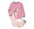 Kleinkind-Pyjama, rosa - Oberteil rosa mit hellblauen Bündchen und fluoreszierendem Häschen-Print