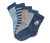 1x hellblau mit Hamster-Einstrick, 1x taubenblau mit Hamster-Einstrick, 1x mocca mit Hamster-Einstrick, 1x hellblau-taubenblau gestreift, 1x hellblau-mocca gestreift