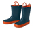 Blau mit orangefarbenen Details