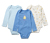 3 Baby-Langarmbodys, blau - Blau und weiß