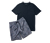 Shorty-Pyjama-Set mit gewebter Hose
