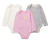 3 Baby-Langarmbodys, rosa - Rosa und weiß