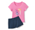 Shorty-Pyjama, pink-blau