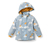 Kleinkind-Thermo-Regenjacke, hellblau Alloverprint - Hellblau mit mehrfarbigem Alloverprint