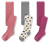 3 Kinder-Strumpfhosen, rosa, grau, beere - 1x dunkelrosa, 1x grau meliert mit platziertem Hunde-Print, 1x beere