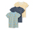 3 Kleinkinder-T-Shirts, hellblau, gelb-weiß und dunkelblau