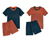 2 Kleinkinder-Pyjamas, rot-blau gestreift