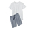 Shorty-Pyjama mit gewebter Hose
